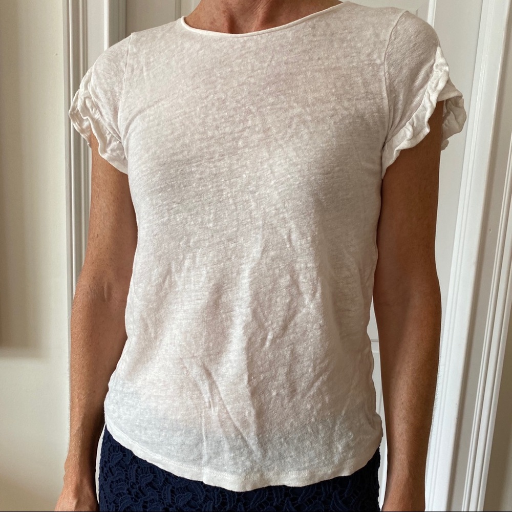 Vineyard Vines Short-Sleeve Linen Ruffle Tee, XS